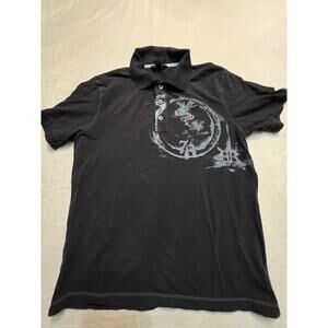 Banana Republic Surf Style Men's Size Medium 3 Button Black Collared Short...